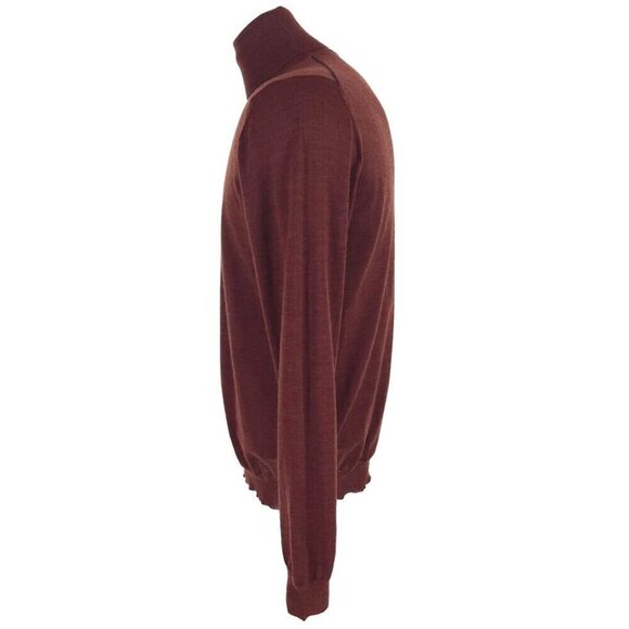 Lanvin Wool Turtleneck Knit Sweater Size XL Slim Mens Burgundy - Picture 4 of 16